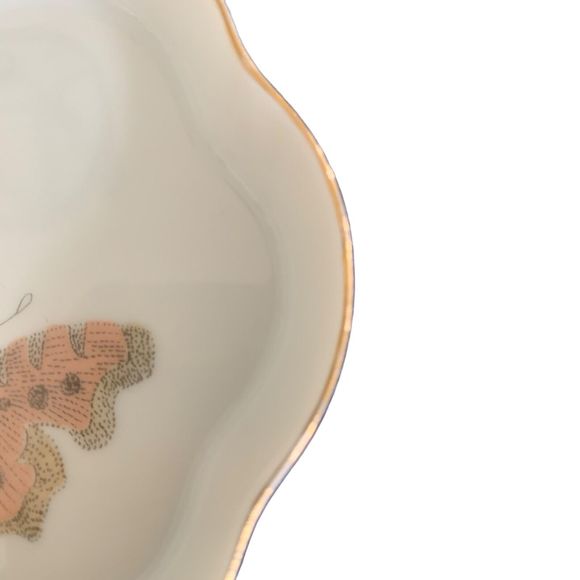 Fitz and Floyd 3-3/4" Butterfly Papillon Scalloped Dish Gold Trim Trinket Dish - Picture 3 of 4